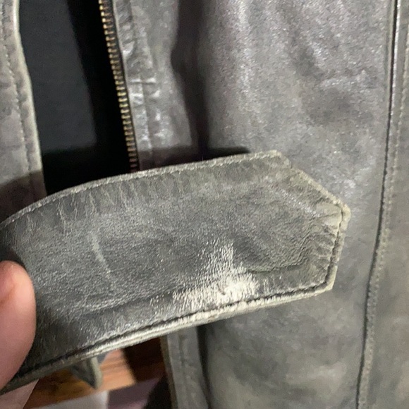 MENS XXL GRAY GENUINE LEATHER JACKET - Picture 5 of 6